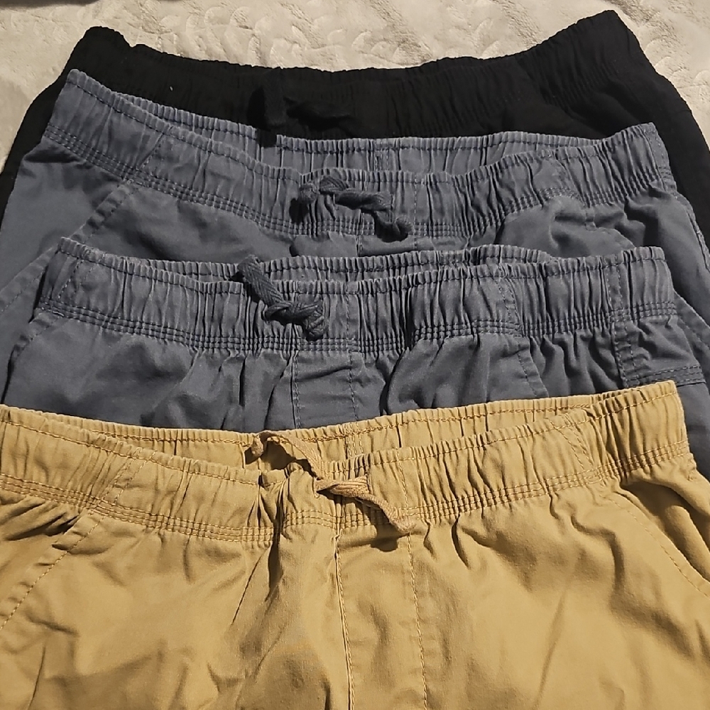Lot of 4 Wonder nation Tan, Black and Grey Pull On Casual Shorts Size 14-16